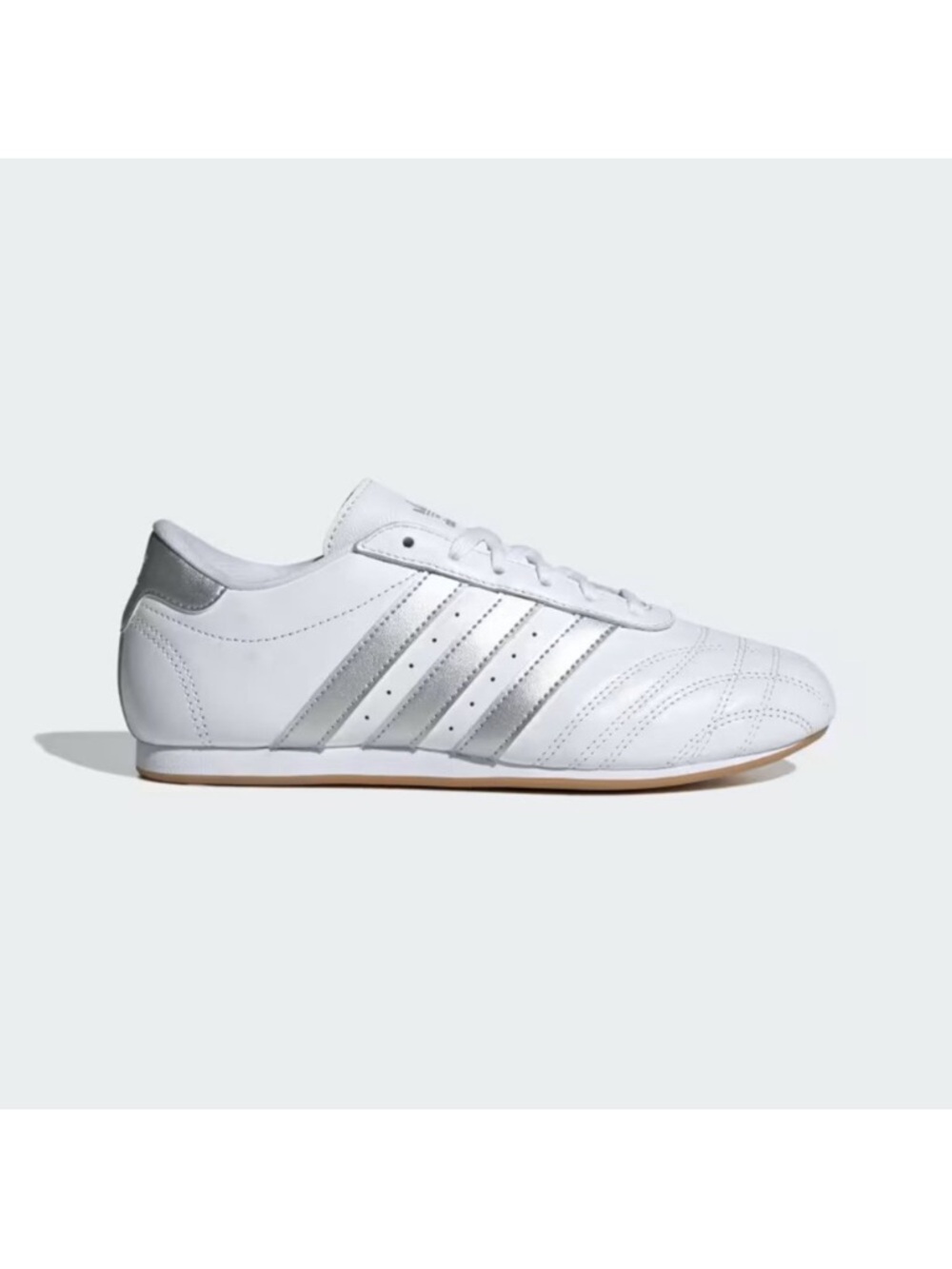 Adidas women’s White Leather Sneakers with Silver Stripes jS1192